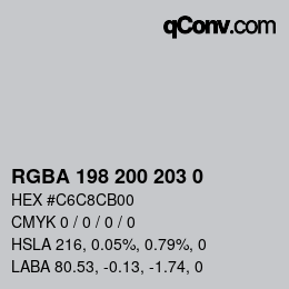 Color code: RGBA 198 200 203 0 | qconv.com