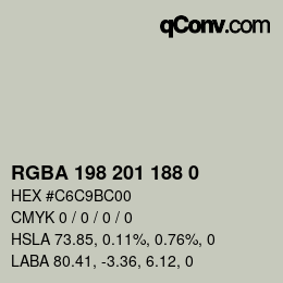 Color code: RGBA 198 201 188 0 | qconv.com