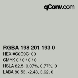 カラーコード: RGBA 198 201 193 0 | qconv.com