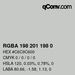 Color code: RGBA 198 201 198 0 | qconv.com