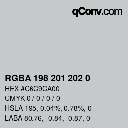Color code: RGBA 198 201 202 0 | qconv.com