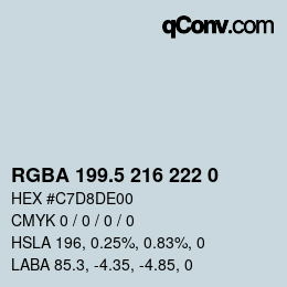 Color code: RGBA 199.5 216 222 0 | qconv.com
