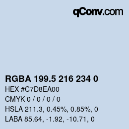 Color code: RGBA 199.5 216 234 0 | qconv.com