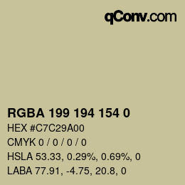 Farbcode: RGBA 199 194 154 0 | qconv.com