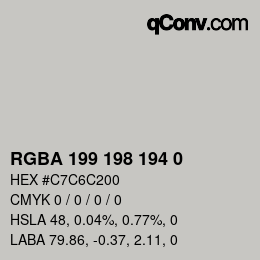 Color code: RGBA 199 198 194 0 | qconv.com