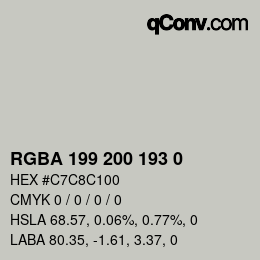 Color code: RGBA 199 200 193 0 | qconv.com