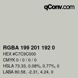 Color code: RGBA 199 201 192 0 | qconv.com