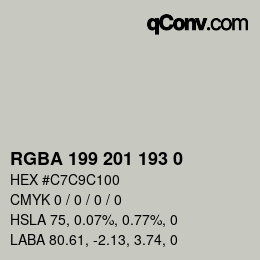 Código de color: RGBA 199 201 193 0 | qconv.com