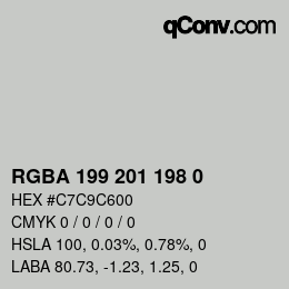 Color code: RGBA 199 201 198 0 | qconv.com