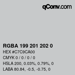 Color code: RGBA 199 201 202 0 | qconv.com