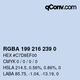 Color code: RGBA 199 216 239 0 | qconv.com
