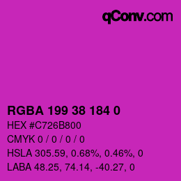 Color code: RGBA 199 38 184 0 | qconv.com