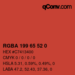 Color code: RGBA 199 65 52 0 | qconv.com