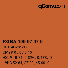 Farbcode: RGBA 199 97 47 0 | qconv.com