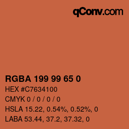 Color code: RGBA 199 99 65 0 | qconv.com