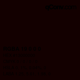 Farbcode: RGBA 19 0 0 0 | qconv.com