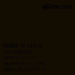 Color code: RGBA 19 13 0 0 | qconv.com