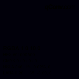Color code: RGBA 1 0 10 0 | qconv.com