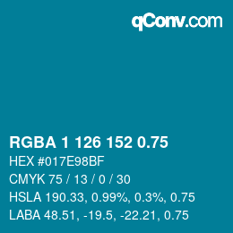 颜色代码: RGBA 1 126 152 0.75 | qconv.com