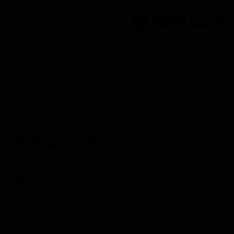 颜色代码: RGBA 1 2 4 0 | qconv.com