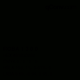 Código de color: RGBA 1 3 0 0 | qconv.com