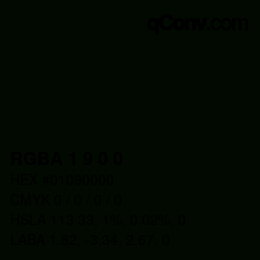 Color code: RGBA 1 9 0 0 | qconv.com