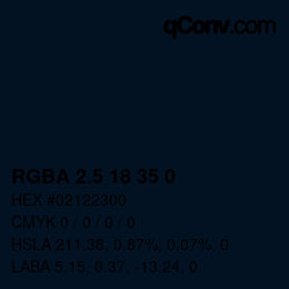 Color code: RGBA 2.5 18 35 0 | qconv.com