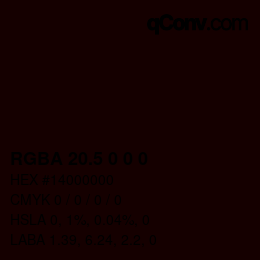 Color code: RGBA 20.5 0 0 0 | qconv.com