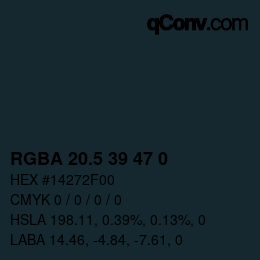 Color code: RGBA 20.5 39 47 0 | qconv.com