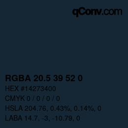 Color code: RGBA 20.5 39 52 0 | qconv.com