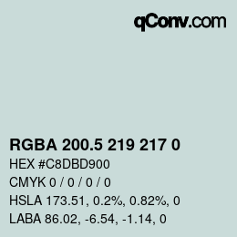 Color code: RGBA 200.5 219 217 0 | qconv.com