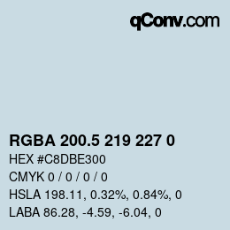 Color code: RGBA 200.5 219 227 0 | qconv.com
