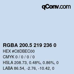 Código de color: RGBA 200.5 219 236 0 | qconv.com