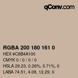 Farbcode: RGBA 200 180 161 0 | qconv.com