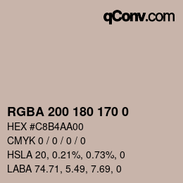 颜色代码: RGBA 200 180 170 0 | qconv.com