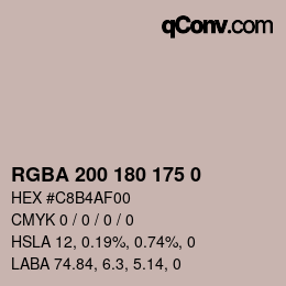 颜色代码: RGBA 200 180 175 0 | qconv.com