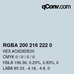 Color code: RGBA 200 216 222 0 | qconv.com