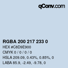 Color code: RGBA 200 217 233 0 | qconv.com