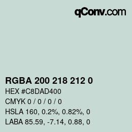 Color code: RGBA 200 218 212 0 | qconv.com