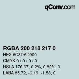 Color code: RGBA 200 218 217 0 | qconv.com