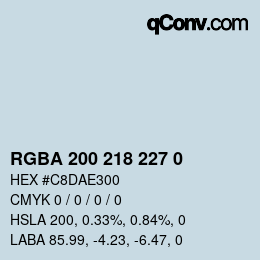 Color code: RGBA 200 218 227 0 | qconv.com