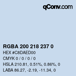 颜色代码: RGBA 200 218 237 0 | qconv.com
