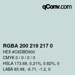 Color code: RGBA 200 219 217 0 | qconv.com