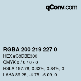 Color code: RGBA 200 219 227 0 | qconv.com