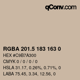 Código de color: RGBA 201.5 183 163 0 | qconv.com