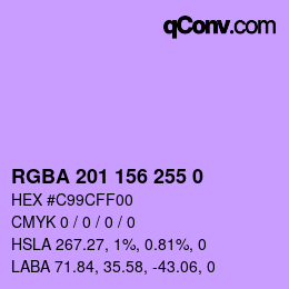 Farbcode: RGBA 201 156 255 0 | qconv.com