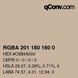 颜色代码: RGBA 201 180 160 0 | qconv.com