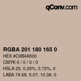 颜色代码: RGBA 201 180 165 0 | qconv.com