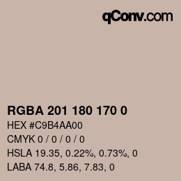 Color code: RGBA 201 180 170 0 | qconv.com