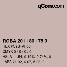 Color code: RGBA 201 180 175 0 | qconv.com